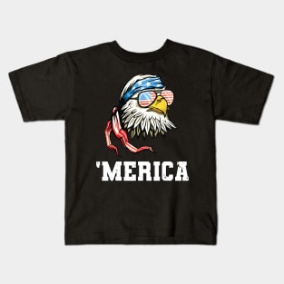 4th Of July Merica USA Flag Bald Eagle Patriotic Veteran Kids T-Shirt